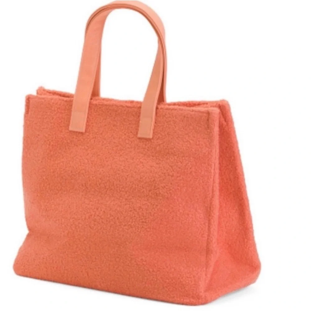 NWT btb Beyond the Beach Coral orange and cream faux pearl beaded tote.